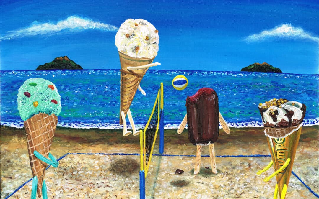 Ice Creams Playing Volleyball