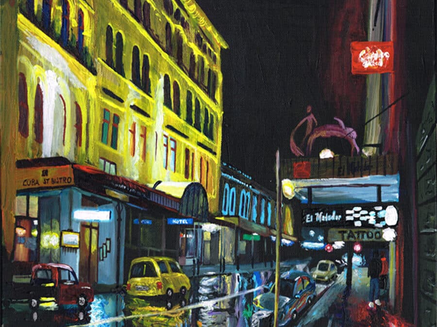 Cuba Street Wet Night Looking South, 2016